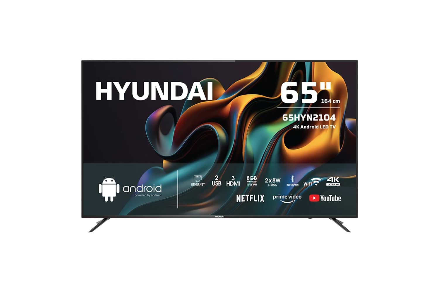 HYUNDAI 65HYN2104, 65" 165cm, 4K Ultra HD, Dahili Wi-Fi, Dahili Uydu Alıcılı, Android Led Televizyon