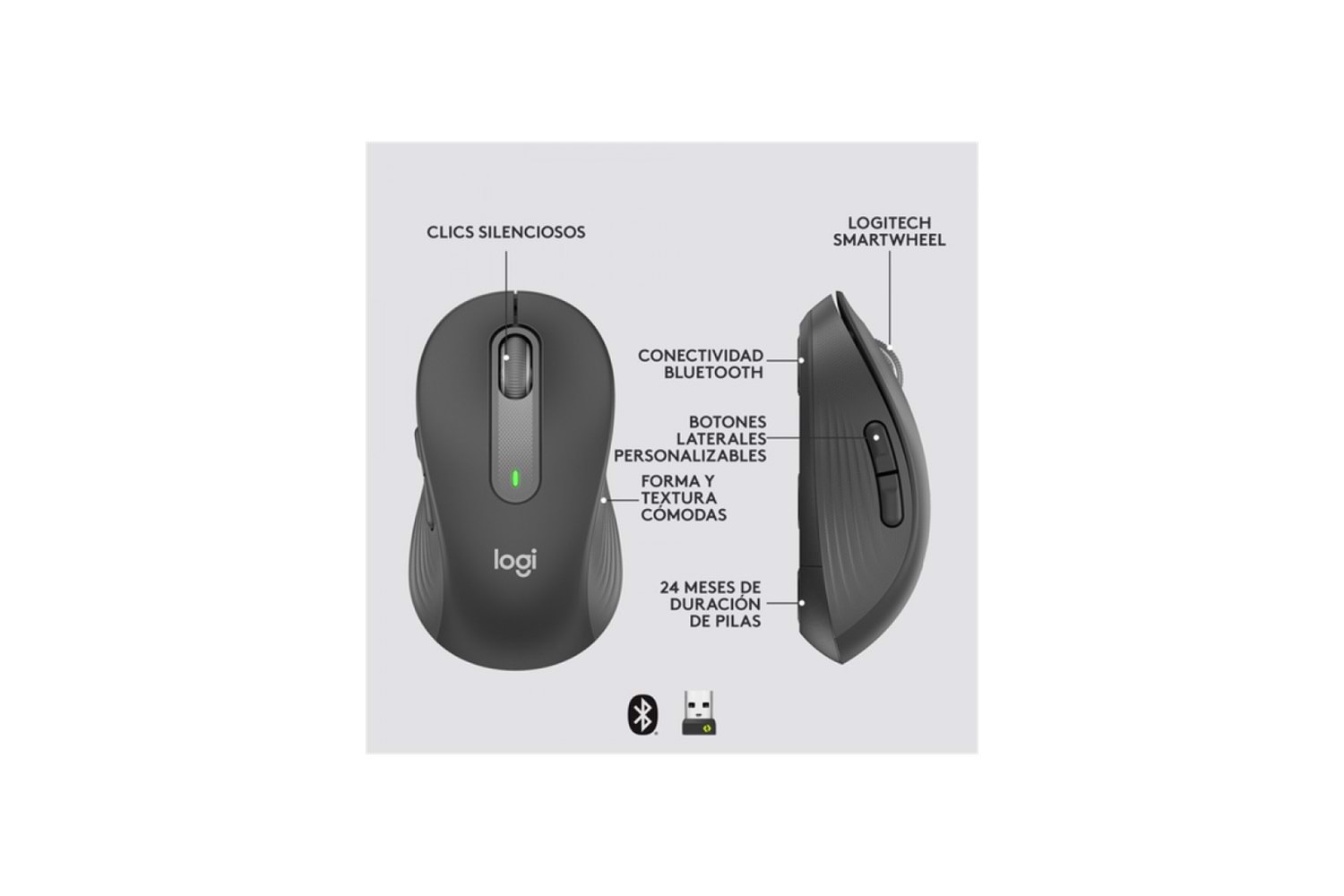 LOGITECH 910-006253, M650 Signature, Siyah, Sağ El, USB Nano 2,4G Kablosuz, 4000dpi, Optik, 5 Tuşlu, 24ay Pil Ömrü, Sessiz Mouse