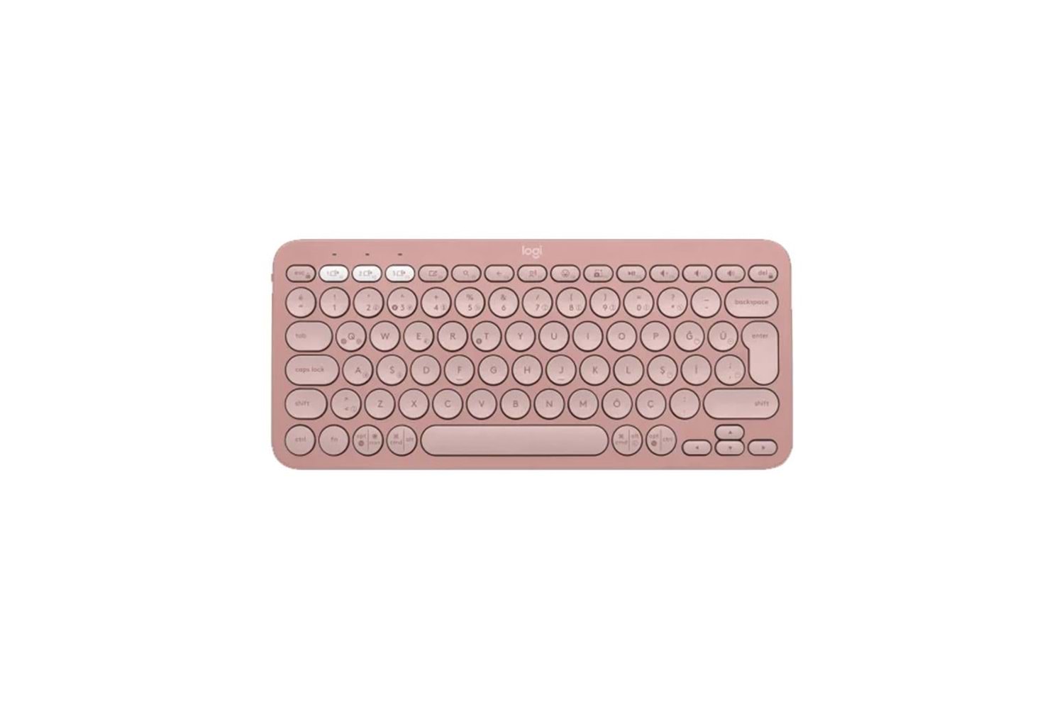 LOGITECH K380S, Pebble Keys 2, Rose, 920-011861, Bluetooth, Türkçe, Q, Multimedya, Mini Klavye