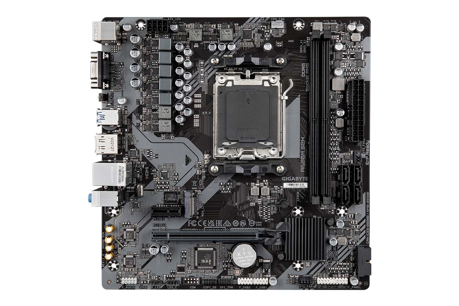 GIGABYTE A620M-S2H, rev.1.2, 6400MHz, 2xDDR5, 1x M.2, D-SUB, HDMI, DP, AM5 Soket Anakart