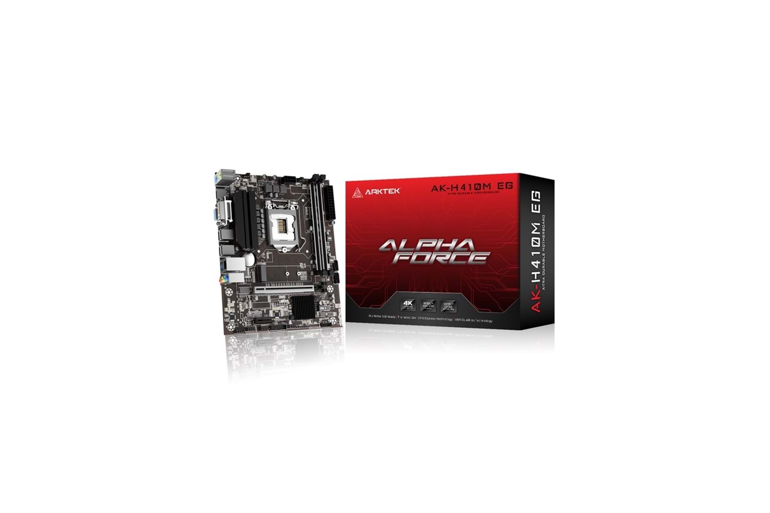 ARKTEK ALPHA FORCE, AK-H410M EG VA, 2xDDR4, M.2, D-Sub, HDMI, 10.Nesil, LGA1200 Soket, Anakart