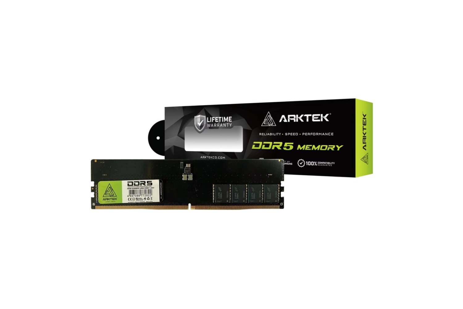 ARKTEK AKD5S32P5200, 32GB, DDR5, 4800Mhz, 1,35V, CL40, Desktop, RAM (INTEL Uyumlu)