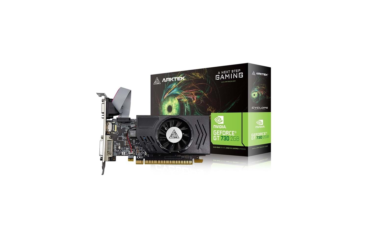 ARKTEK CYCLOPS, AKN730D3S2GL1, GT730, 2Gb, GDDR3, 128Bit, 1xD-Sub, 1xDVI, 1xHDMI Ekran Kartı