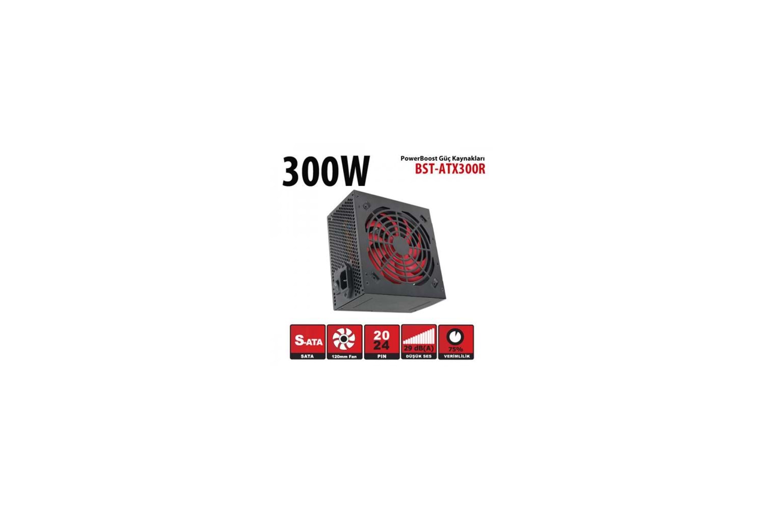 PowerBoost BST-ATX300R 300W, Sata, 12cm Fan, BOX PSU