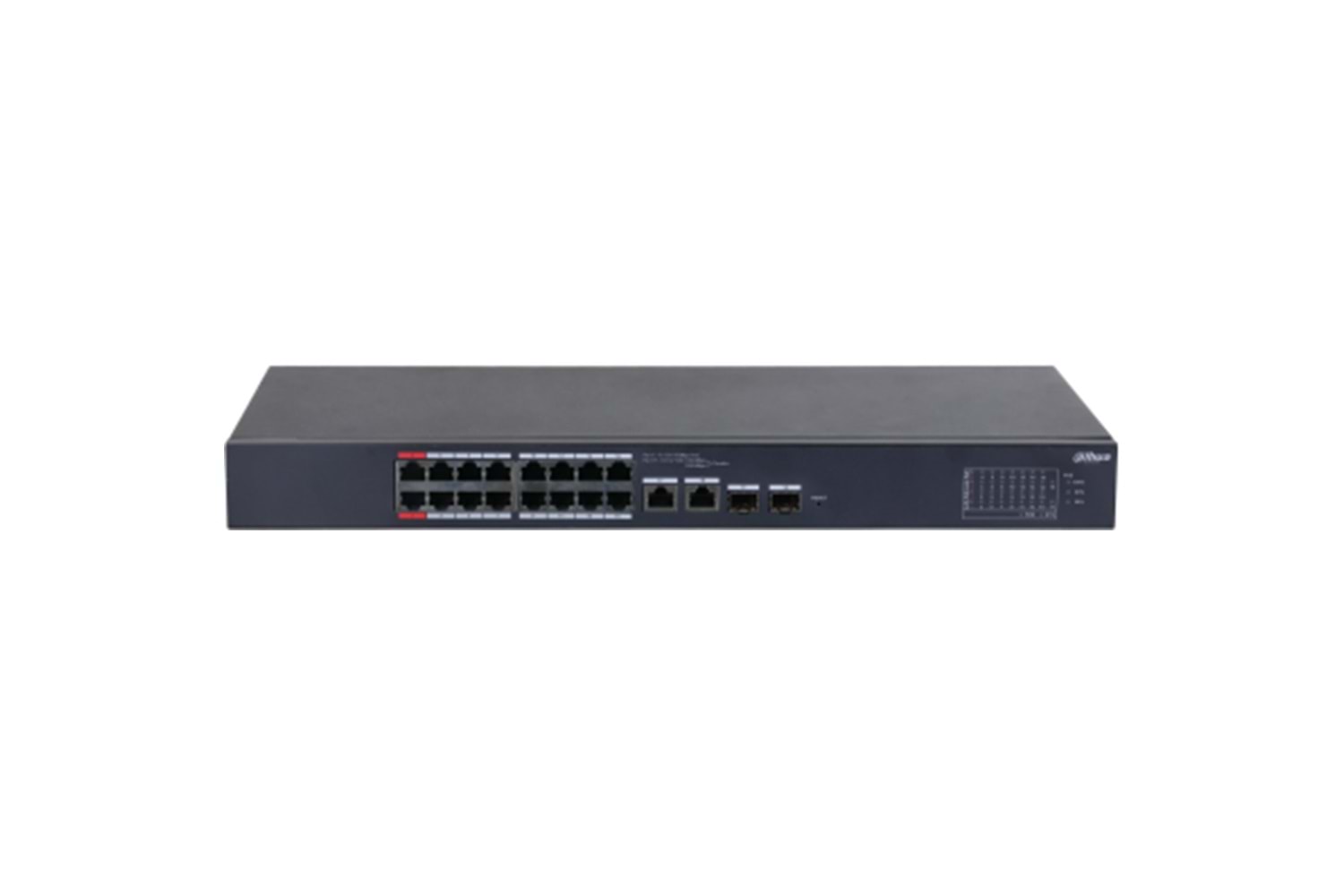 DAHUA CS4218-16ET-240, 16Port, Megabit, PoE 240W, 2 Port SFP Gigabit Combo, Cloud Yönetilebilir, Switch