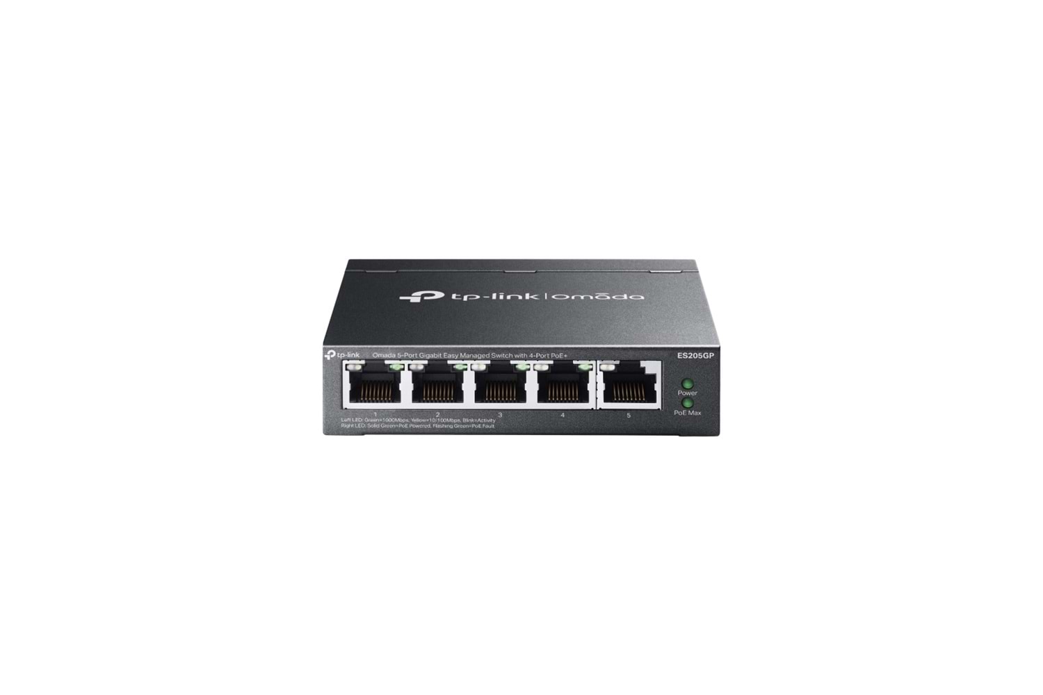 OMADA ES205GP, 5 Port Gigabit, 4 Port Gigabit PoE+, 65W, Yönetilebilir, Metal Kasa Masaüstü/Vesa Switch