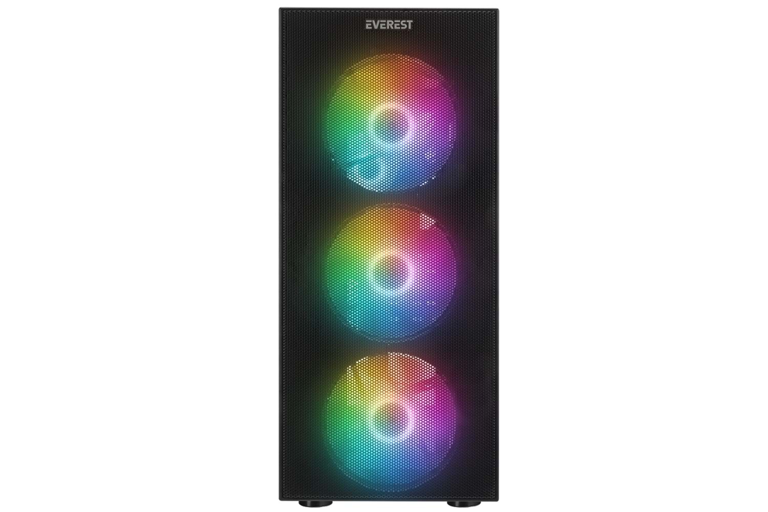 EVEREST FACED-V5, Mesh, 600W, 4x12cm Sabit Rainbow Fan, Temperli Cam Yan Panel, ATX, GAMING KASA