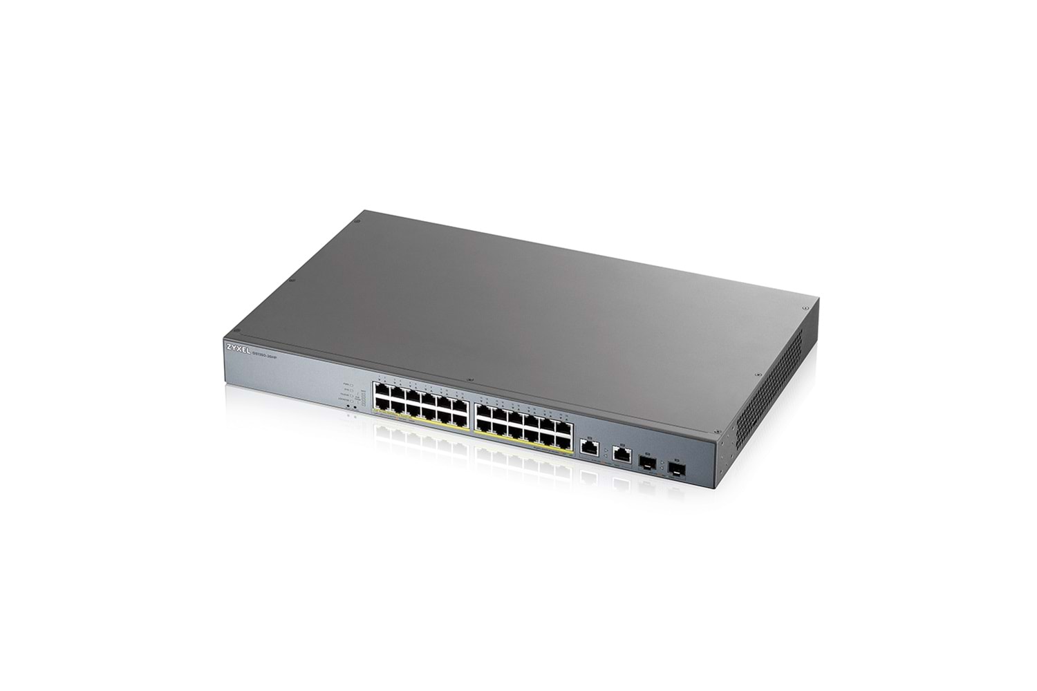 ZyXEL GS1350-26HP, 24 Port, GigaBit, PoE 375W, 2 Port GigaBit SFP, Yönetilebilir, Rackmount Switch