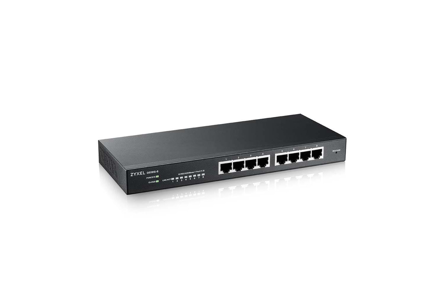 ZyXEL GS1915-8, 8 Port, GigaBit, Yönetilebilir, Masaüstü Akıllı Switch