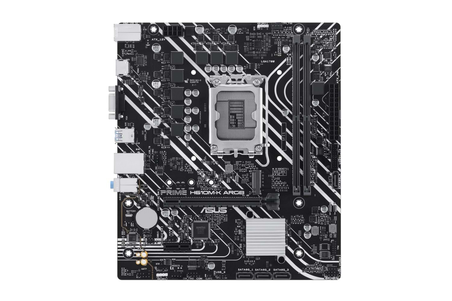 ASUS PRIME H610M-K ARGB, 2xDDR5, M.2,D-SUB, HDMI,12-13.14.Nesil, LGA1700 Soket, Anakart