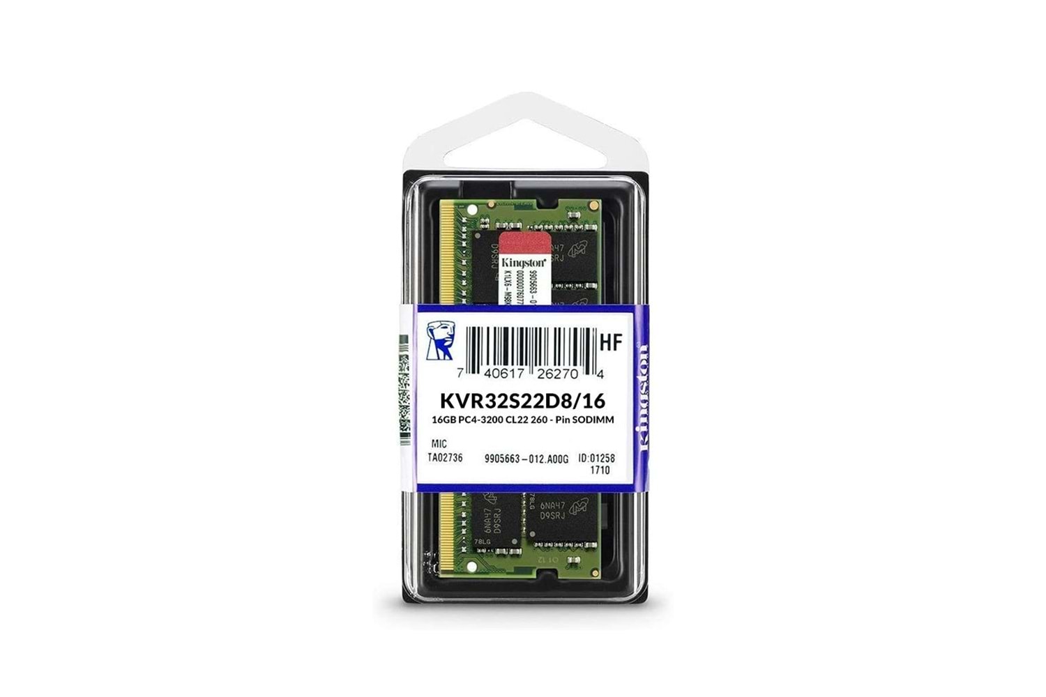 KINGSTON KVR32S22D8/16, 16Gb, 3200Mhz, DDR4, Sodimm Notebook RAM, 1,2V, CL22