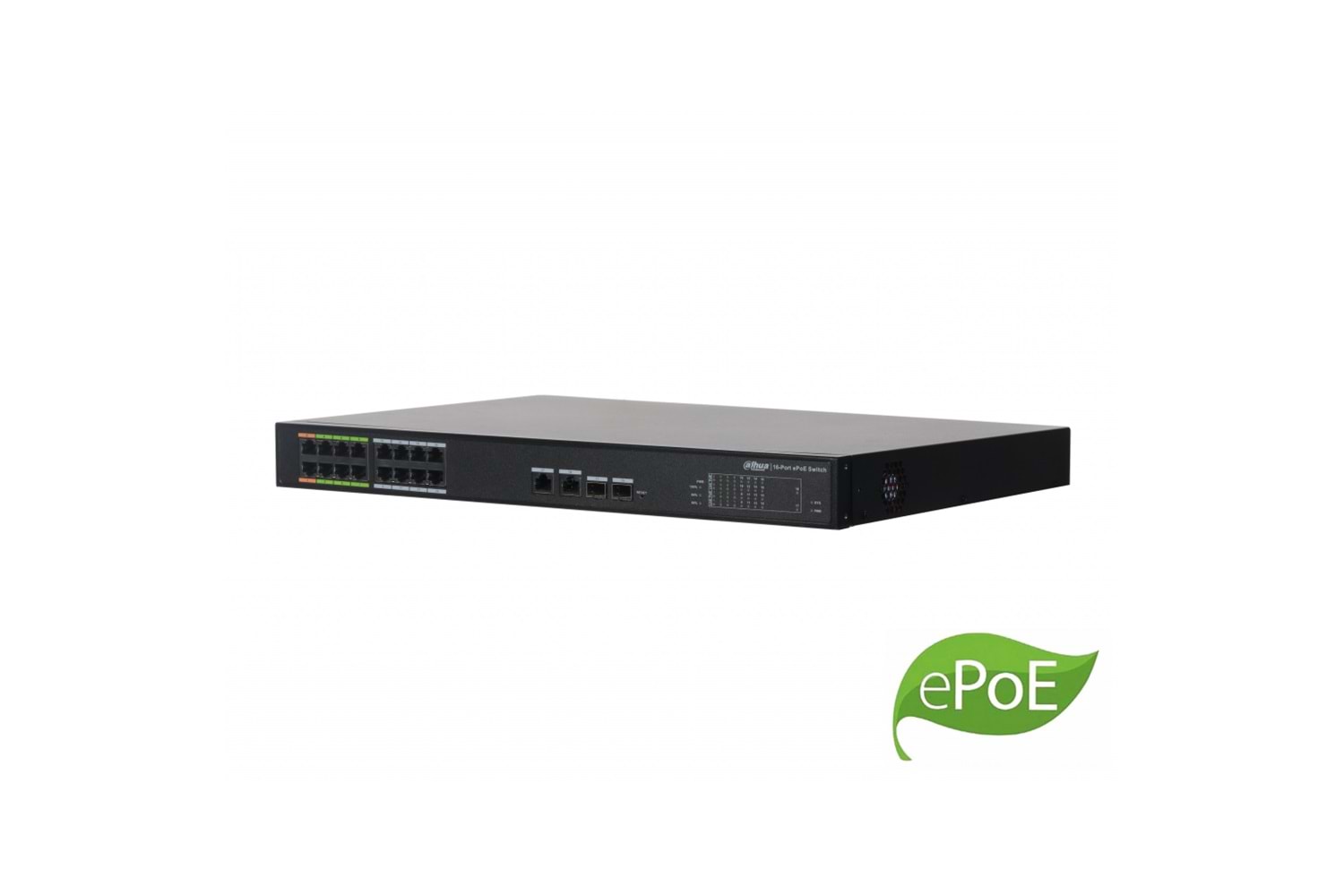 DAHUA LR2218-16ET-240, 16Port, Megabit, PoE 240W, 2Port Gigabit, 2 Port Gigabit SFP, Endüstriyel, Yönetilebilir, Rack Mount Switch