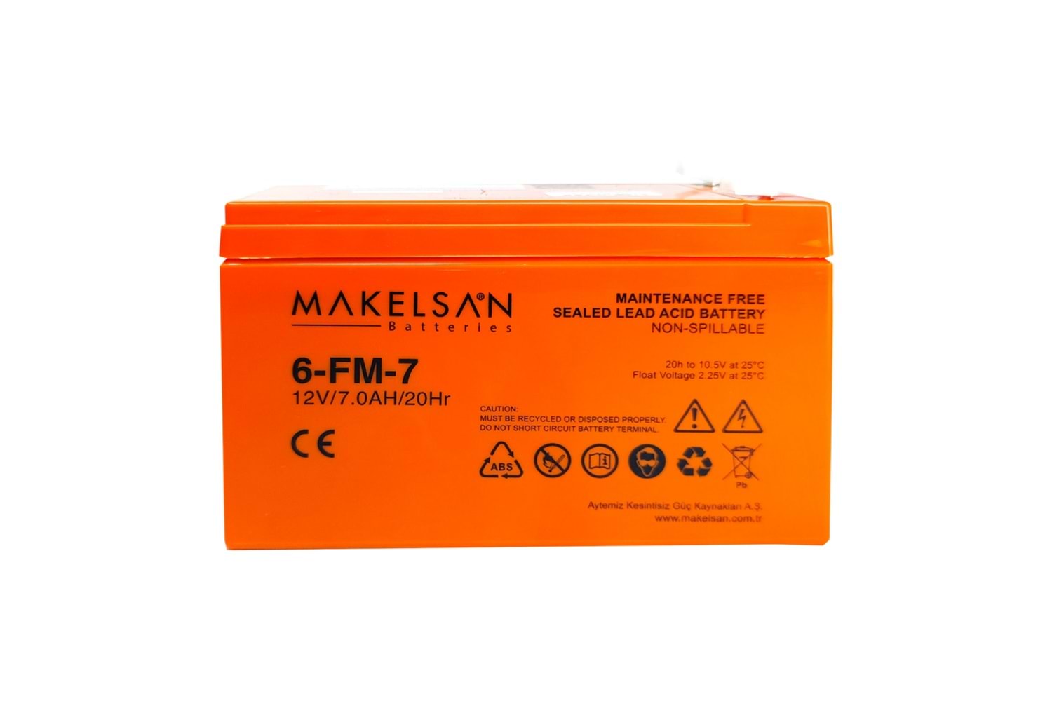 MAKELSAN 12V 7Ah, Bakımsız, Kuru Akü. UPS için Uygundur.