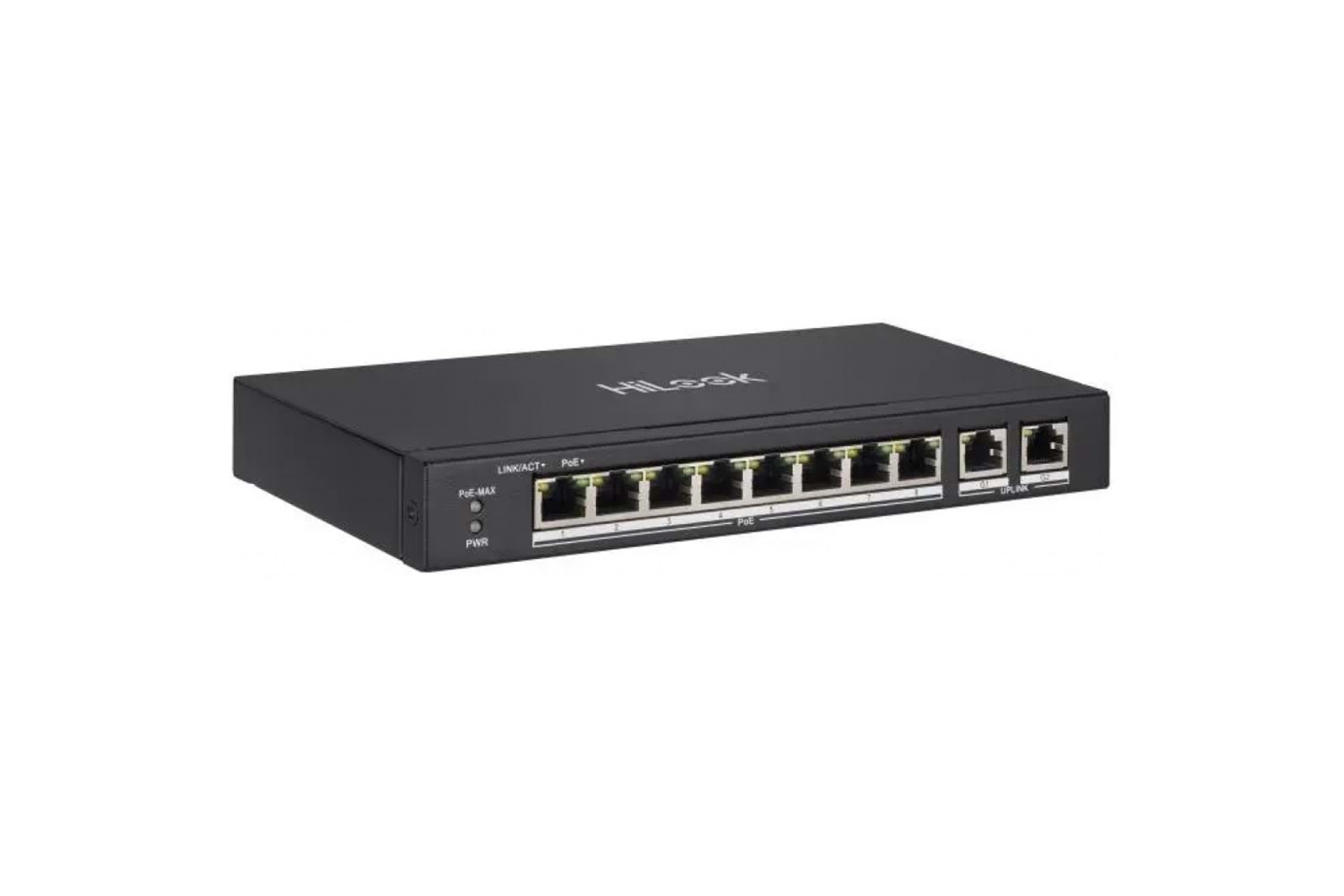 HILOOK NS-0310P-60(B), 8Port, Megabit, PoE 60W, 2 Port Gigabit Uplink, Long Range 250Metre, Yönetilemez, Masaüstü Switch