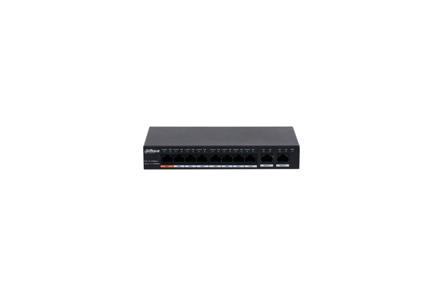 DAHUA PFS3010-8GT-96, 8 Port, GigaBit, PoE 96W, 2 Port GigaBit Uplink, Yönetilemez, Masaüstü Switch