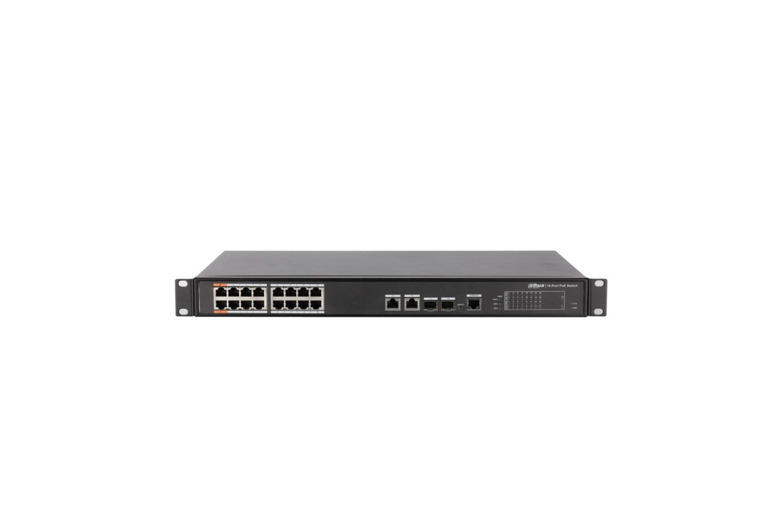 DAHUA PFS4218-16ET-240-V2, 16 Port, MegaBit, PoE 240W, 2 Port GigaBit Uplink, 2 Port GigaBit Combo SFP, Yönetilebilir, Rack Mount Switch