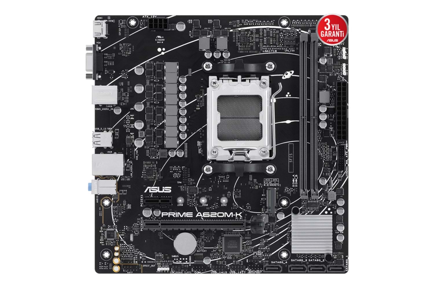 ASUS PRIME A620M-K, 2xDDR5, 1x M.2, D-SUB, HDMI, AM5 Soket Anakart
