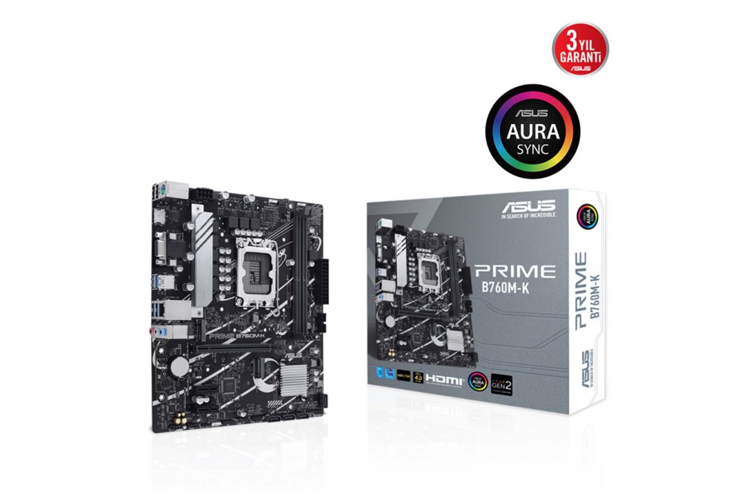 ASUS PRIME B760M-K, 2xDDR5, 2x M.2, D-SUB, HDMI, 12-13.14.Nesil, LGA1700 Soket, Anakart