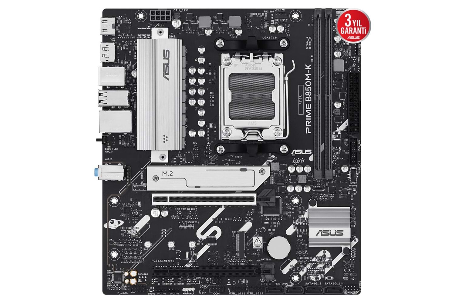ASUS PRIME B850M-K, 2xDDR5, 2x M.2, DP, HDMI, AM5 Soket Anakart