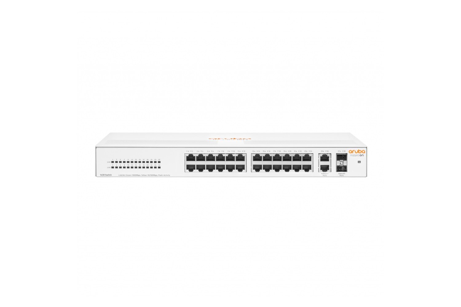HP Aruba Instant On, R8R50A, 1430-24G, 24Port, GigaBit, 2 Port GigaBit SFP, Yönetilemez,Masaüstü Switch