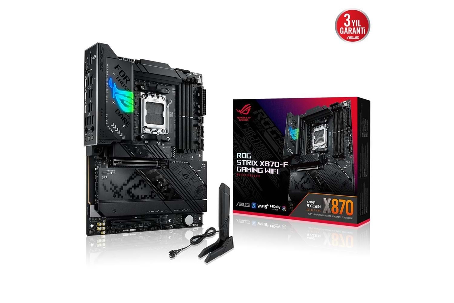 ASUS ROG STRIX X870-F GAMING WIFI, 4xDDR5, 4xM.2, HDMI, DP, Type-C, Wi-Fi 7, Bluetooth v5.4, AM5 Soket GAMING Anakart