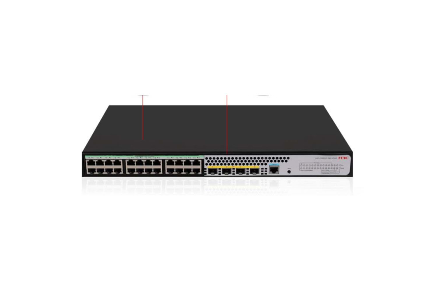 H3C S1850V2-28X, 24 Port, GigaBit, L2, 1 Port GigaBit Uplink, 4 Port 10GigaBit SFP, Web Yönetilebilir, Masaüstü Switch
