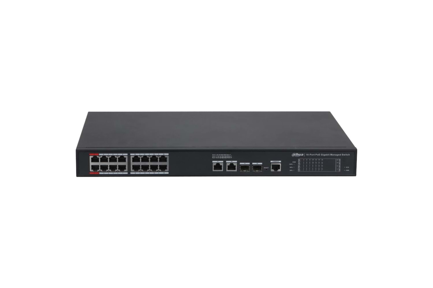 DAHUA S4228-24GT-360, 24 Port, Gigabit, PoE 365W, 2 Port GigaBit Uplink, 2 Port Gigabit Combo SFP, Longe Range 250Mt, Cloud Yönetilebilir, Switch