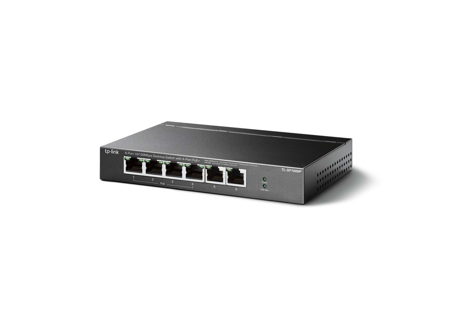TP-LINK TL-SF1006P, 6 Port, MegaBit, 4 Port PoE 67W, Yönetilemez, Metal Kasalı Switch