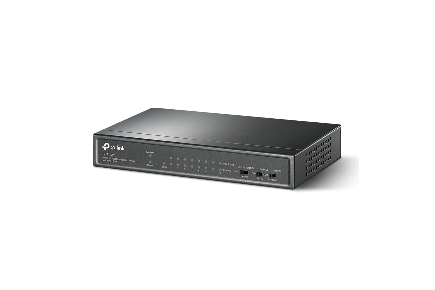 TP-LINK TL-SF1009P, 8 Port, MegaBit, PoE 65W, 1 Port Uplink, Yönetilemez, Metal Kasa, Masaüstü Switch