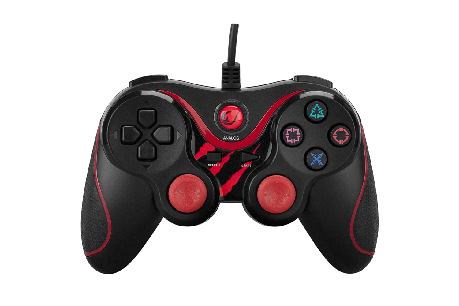 RAMPAGE SG-R601, Kırmızı, PC/PS3, 1.8mt Kablolu, Çift Titreşimli, GAMEPAD