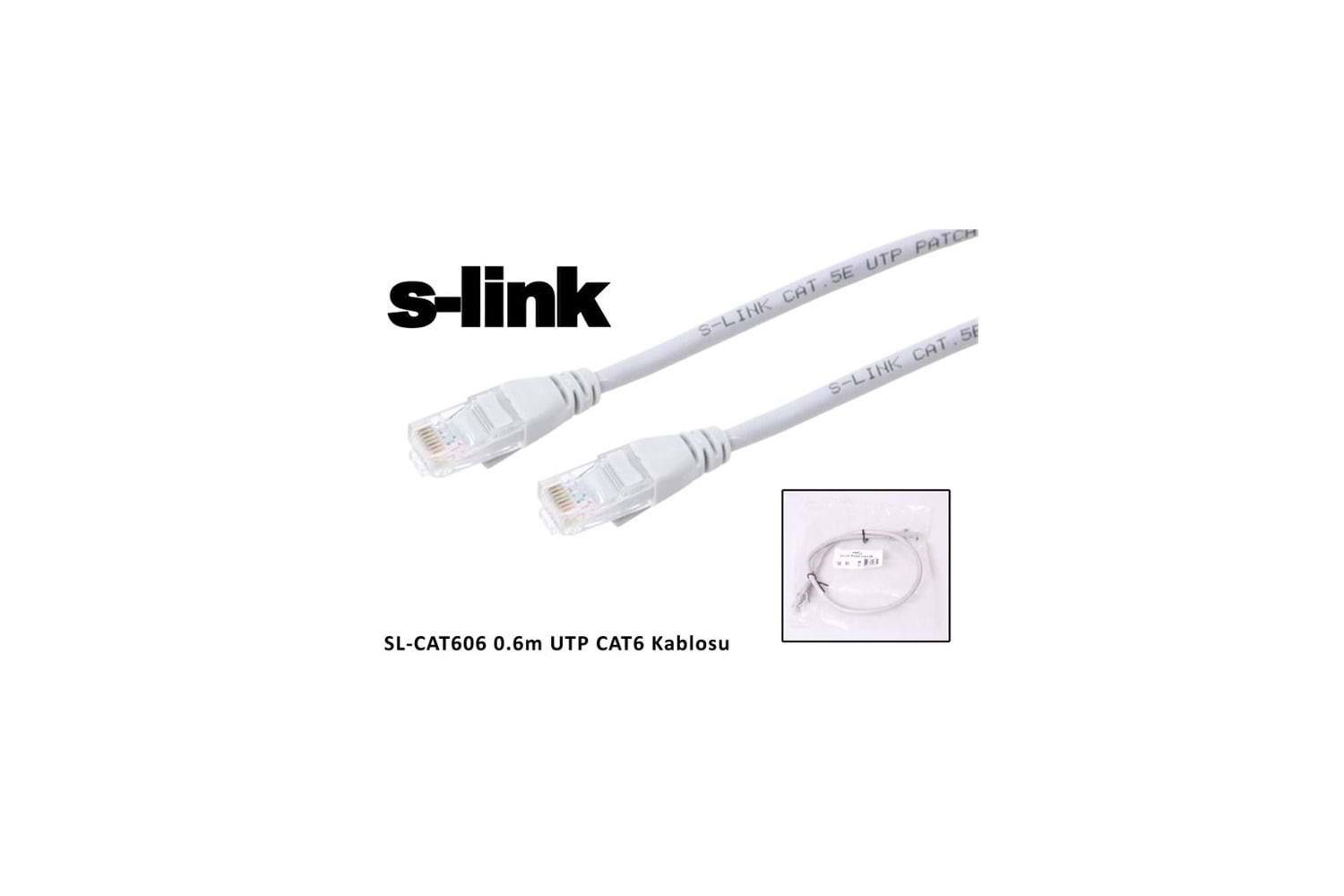 S-LINK SL-CAT606 CAT6 Patch 60CM Kablo (Gri)