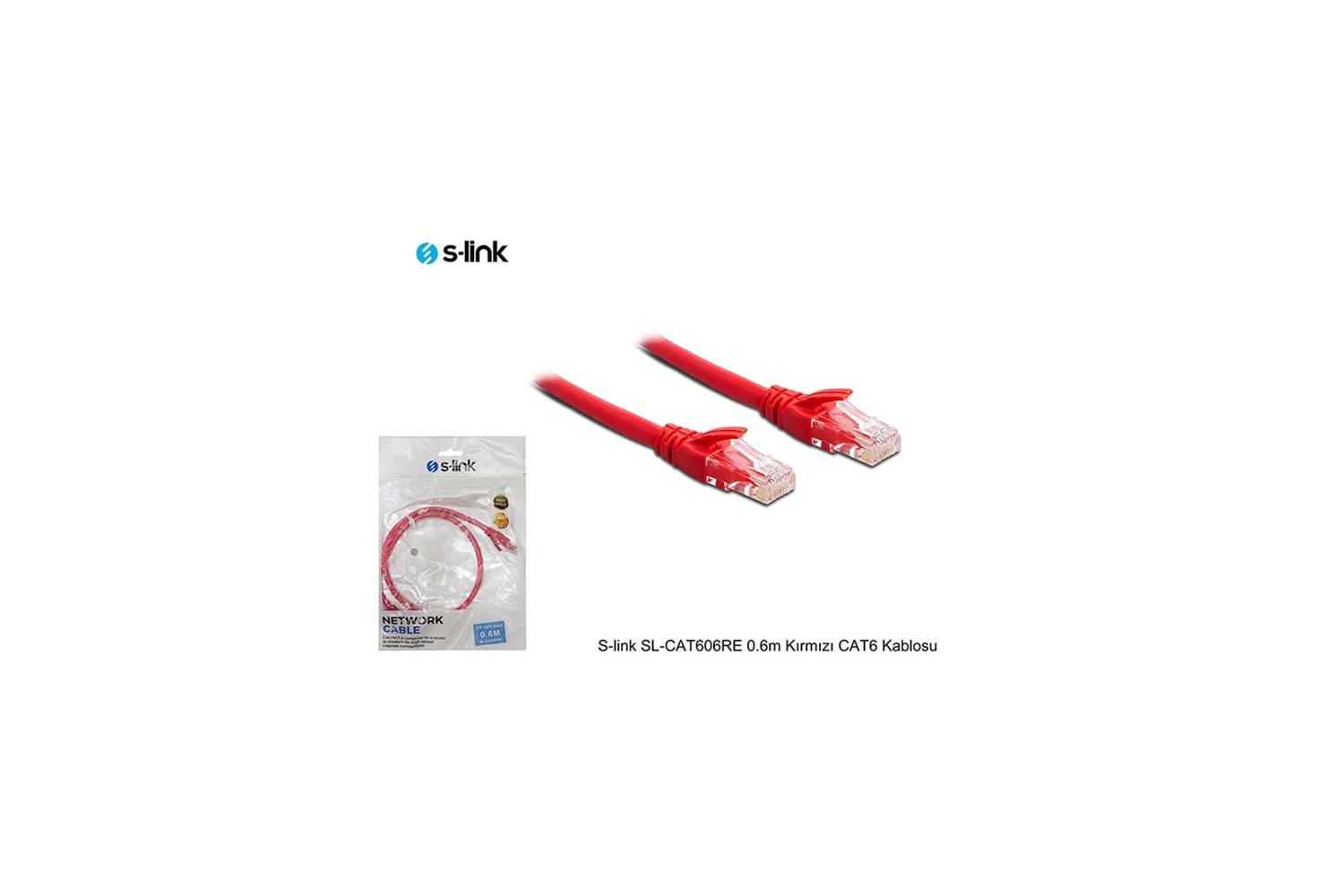 S-LINK SL-CAT606RE CAT6 Patch 60CM Kablo (Kırmızı)