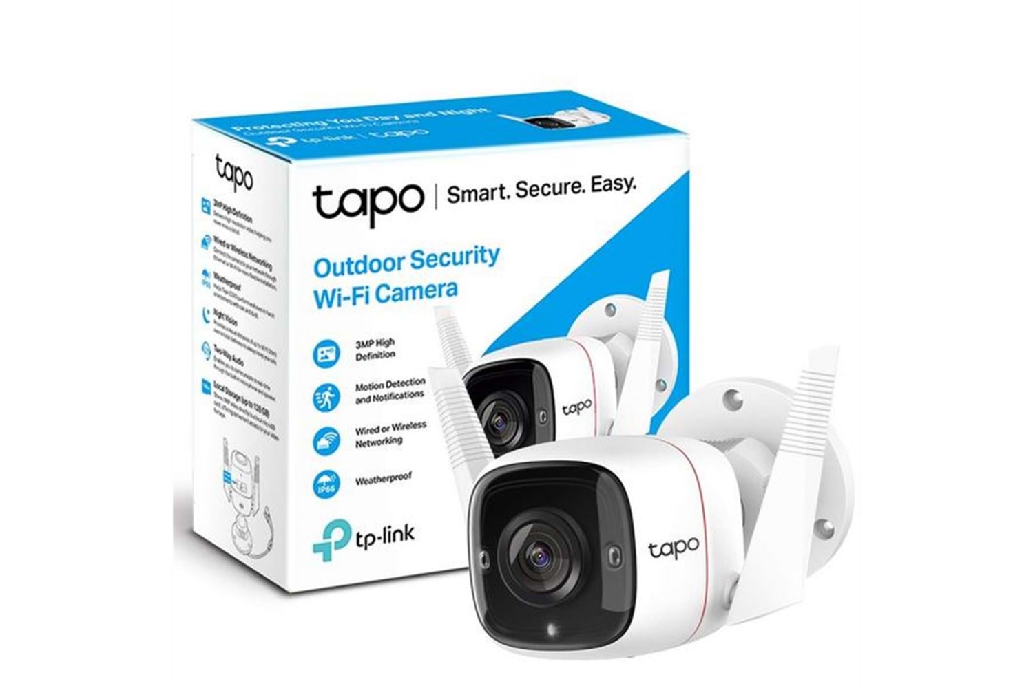 TP-LINK Tapo C310, 3,0Mpix, İç ve Dış Mekan, IP66, WiFi, 30Mt. Gece Görüşü, İki Yönlü Ses Güvenlik Kamerası