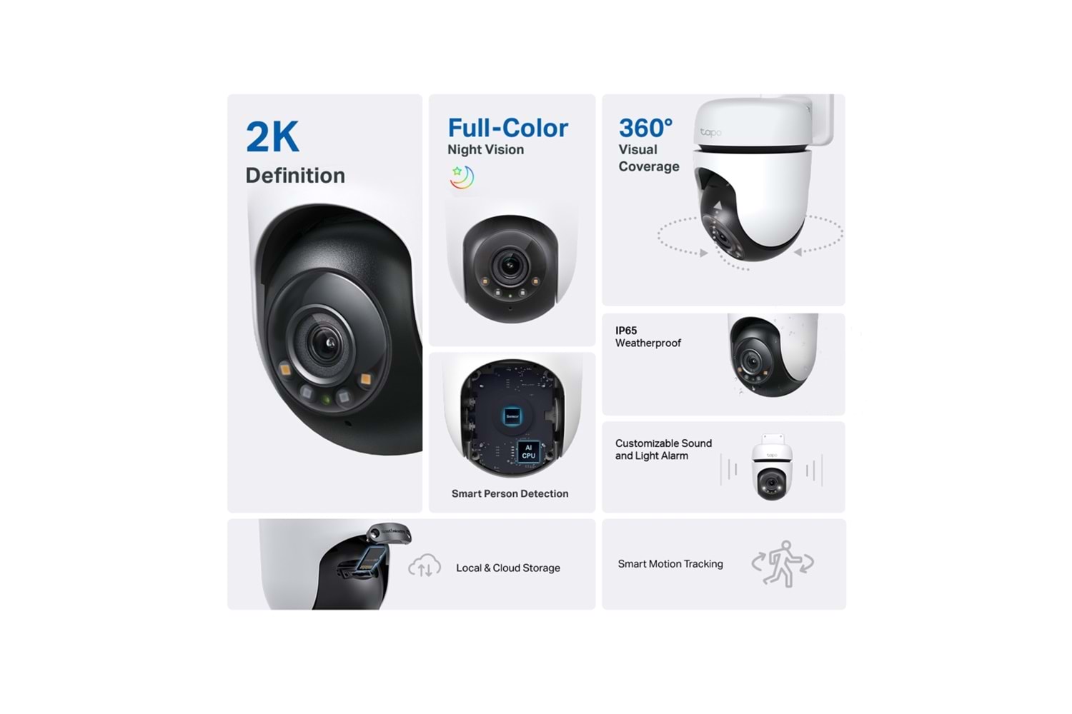 TP-LINK Tapo TC41 (C510W), 2K QHD, Yatay Dikey Dış Mekan, IP66, WiFi, Renkli Gece Görüşü, İki Yönlü Ses Güvenlik Kamerası