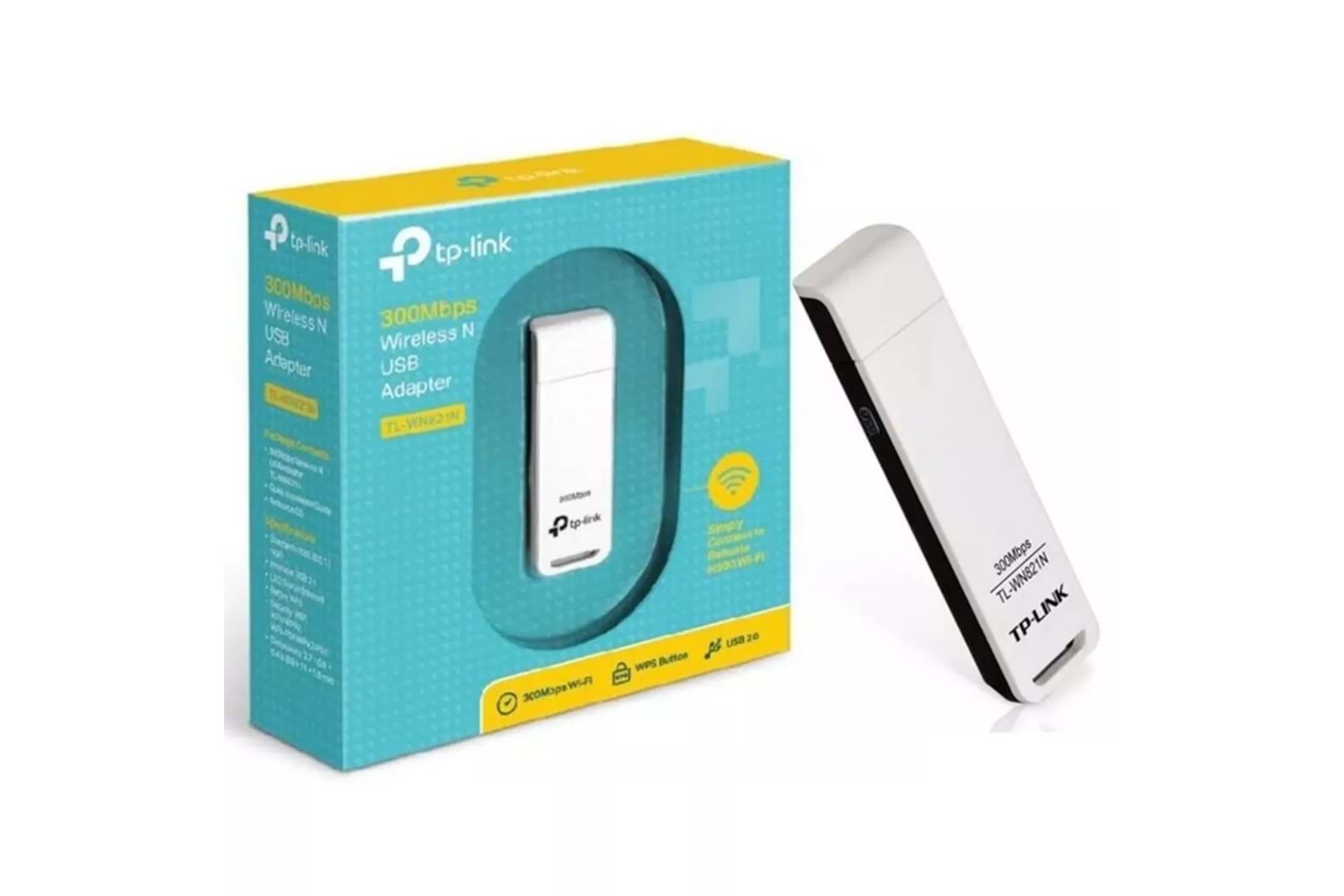TP-LINK TL-WN821N, 300Mbp, 2.4Ghz, Dahili Anten, USB2.0, WIRELESS ETHERNET