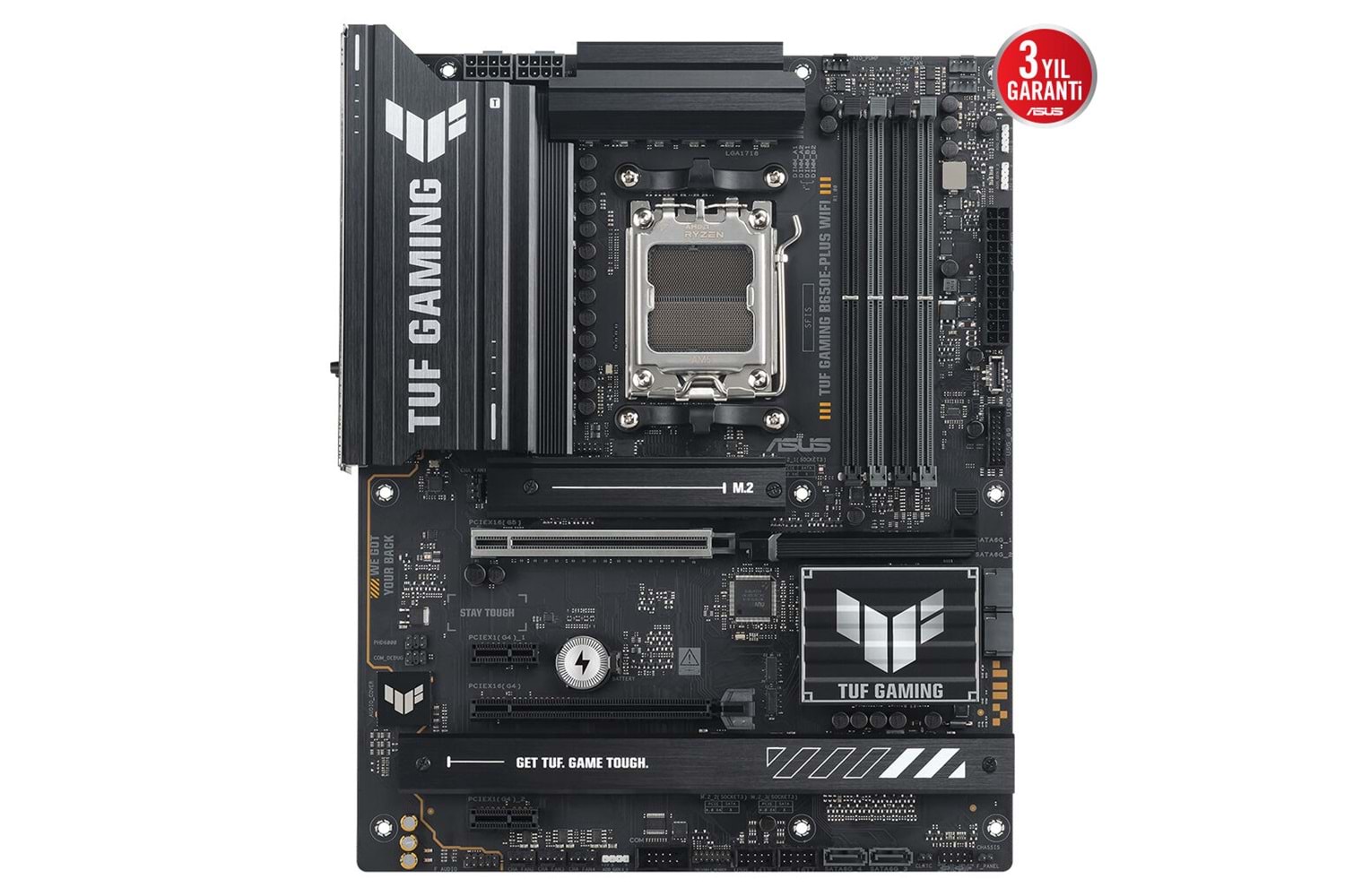 ASUS TUF GAMING B650E-PLUS WIFI, 4xDDR5, 3xM.2, DP, HDMI, Type-C, Wi-Fi 6E, Bluetooth v5.3, AM5 Soket Gaming Anakart