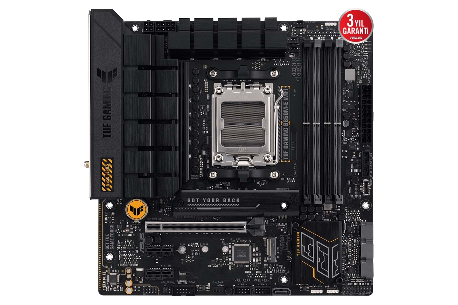 ASUS TUF GAMING B650M-E WIFI, 4xDDR5, 2x M.2, HDMI, DP, Type-C, Wi-Fi 6, Bluetooth v5.2, AM5 Soket GAMING Anakart