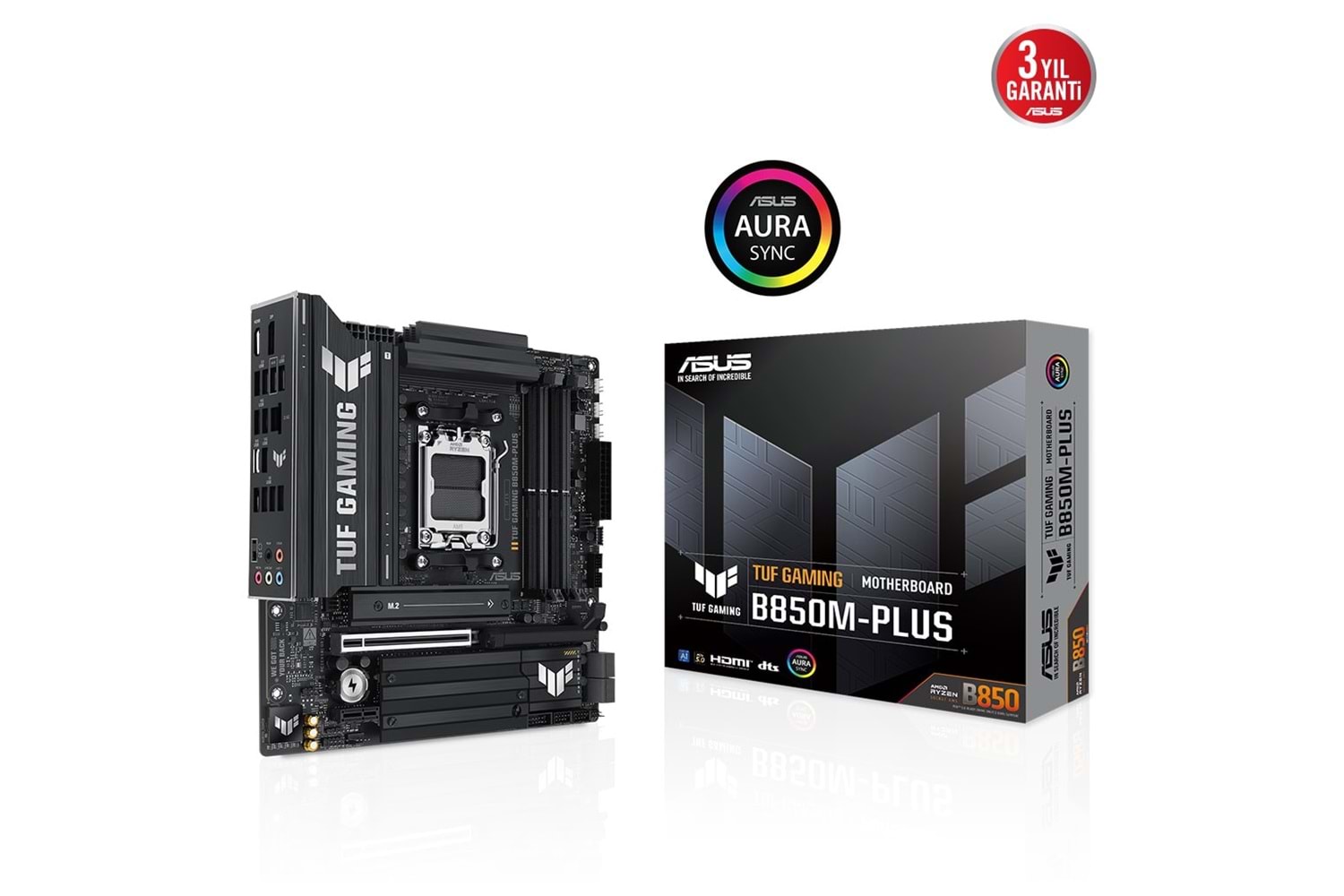 ASUS TUF GAMING B850M-PLUS, 4xDDR5, 3x M.2, HDMI, DP, Type-C, AM5 Soket GAMING Anakart