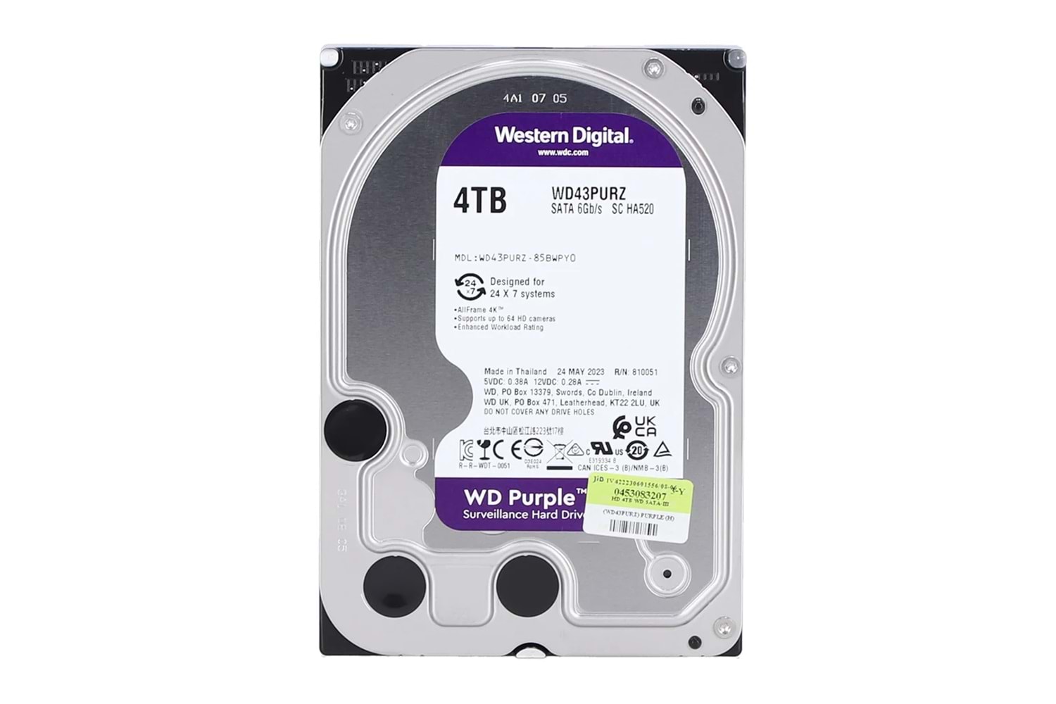 WD PURPLE, WD43PURZ, 3.5", 4TB, 256Mb, 5400 Rpm, 7/24 Güvenlik, HDD (Türkiye Distribütörü Garantili)