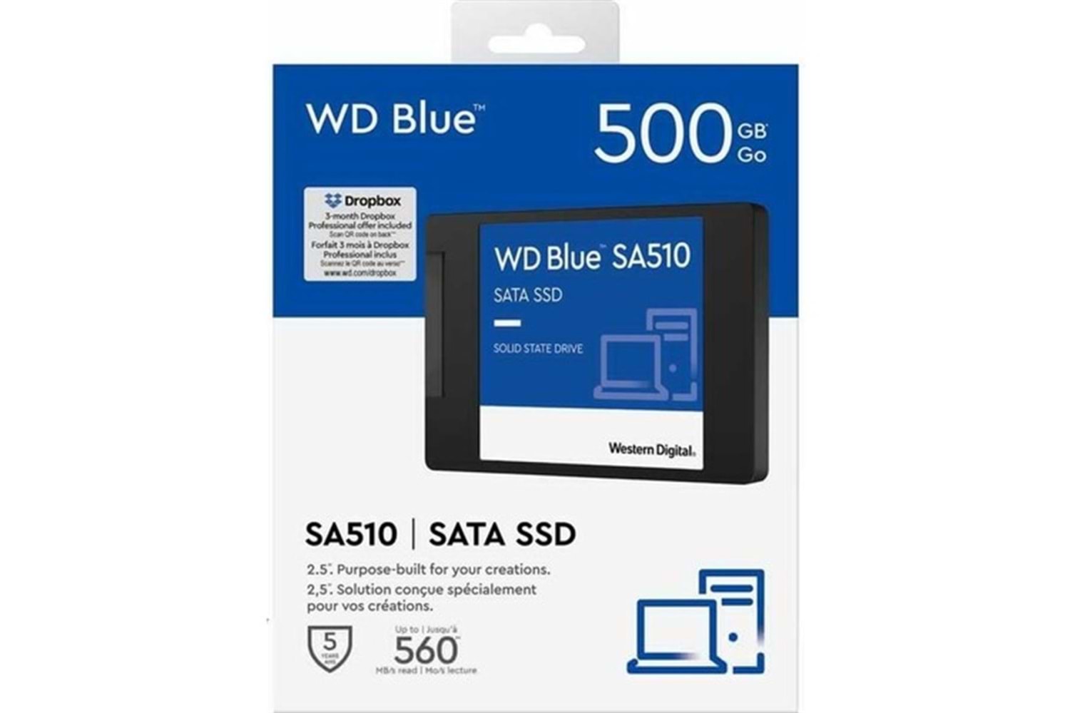 WD Blue SA510, WDS500G3B0A, 500GB, 560/510, 3D NAND, 2,5" SATA, SSD