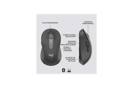LOGITECH 910-006253, M650 Signature, Siyah, Sağ El, USB Nano 2,4G Kablosuz, 4000dpi, Optik, 5 Tuşlu, 24ay Pil Ömrü, Sessiz Mouse