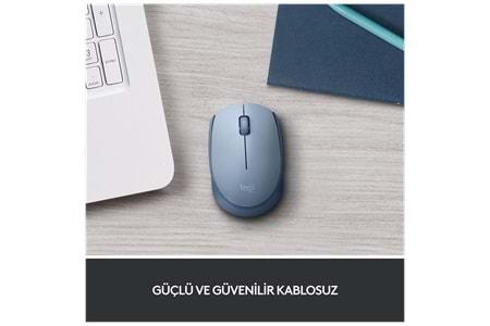 LOGITECH 910-006866, M171 BlueGrey, USB Nano 2,4G Kablosuz, 1000dpi, Optik, 3 Tuşlu, 12ay Pil Ömrü, Mouse