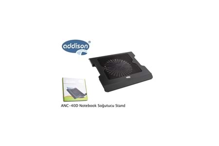 ADDISON ANC-40D, 20cm Fan, 10"-16" Notebook Soğutucu, 4 USB 2.0 Giriş, Mavi Ledli Fan(Siyah)