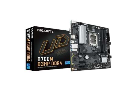 GIGABYTE B760M D3HP DDR4, 4xDDR4, 2xM.2, DP, HDMI, VGA, 12-13.14.Nesil, LGA1700 Soket, Anakart