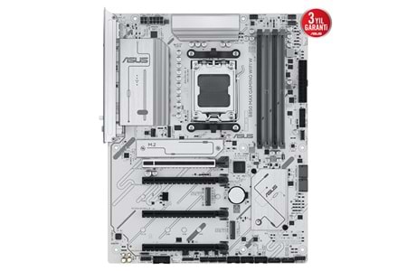 ASUS B850 MAX GAMING WIFI W, 4xDDR5, 3x M2, HDMI, DP, Type-C, Wi-Fi 6E, Bluetooth v5.3, AM5 Soket GAMING BEYAZ Anakart