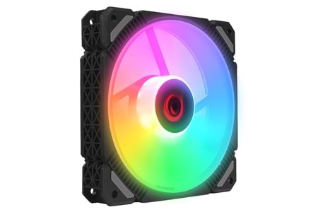 Rampage CROSS F20, 38CFM, 1200RPM, 12cm, Rainbow, 3P+4P Molex Soketli, Siyah Kasa Fanı
