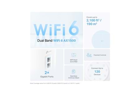 TP-LINK DECO-X10, AX1500, İkili Mesh, 1500Mbps, Dual Band, WiFi6, 2Port Gigabit Lan, 360m2 kapsama Alanı, Router, Geniş Alan İnternet Ağı Sağlayıcısı