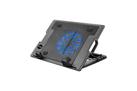 FRISBY FNC-35ST 14cm Fan, 10"-17" Notebook Soğutucu, 5 Kademeli Stand, Mavi Ledli (Siyah)