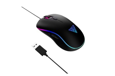 GAMDIAS AURA GS3, Çok Renkli Aydınlatma, USB Kablolu, 6 Tuşlu, Gaming Mouse, 3600DPI, Siyah