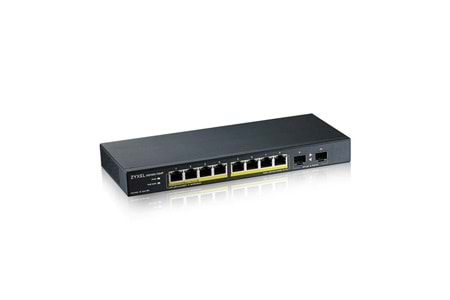 ZyXEL GS1100-10HP, 8 Port, Gigabit, PoE 130W, 2 Port GigaBit SFP, Yönetilemez, Masaüstü Switch